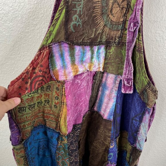 Kathmandu Imports Overalls Jumpsuit Joggers Patchwork Boho Hippie Festival OS - Picture 8 of 11